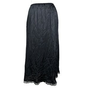VTG Warner's Black Lace Trim Full Slip Skirt Large USA 90s Whimsy Goth Fairy
